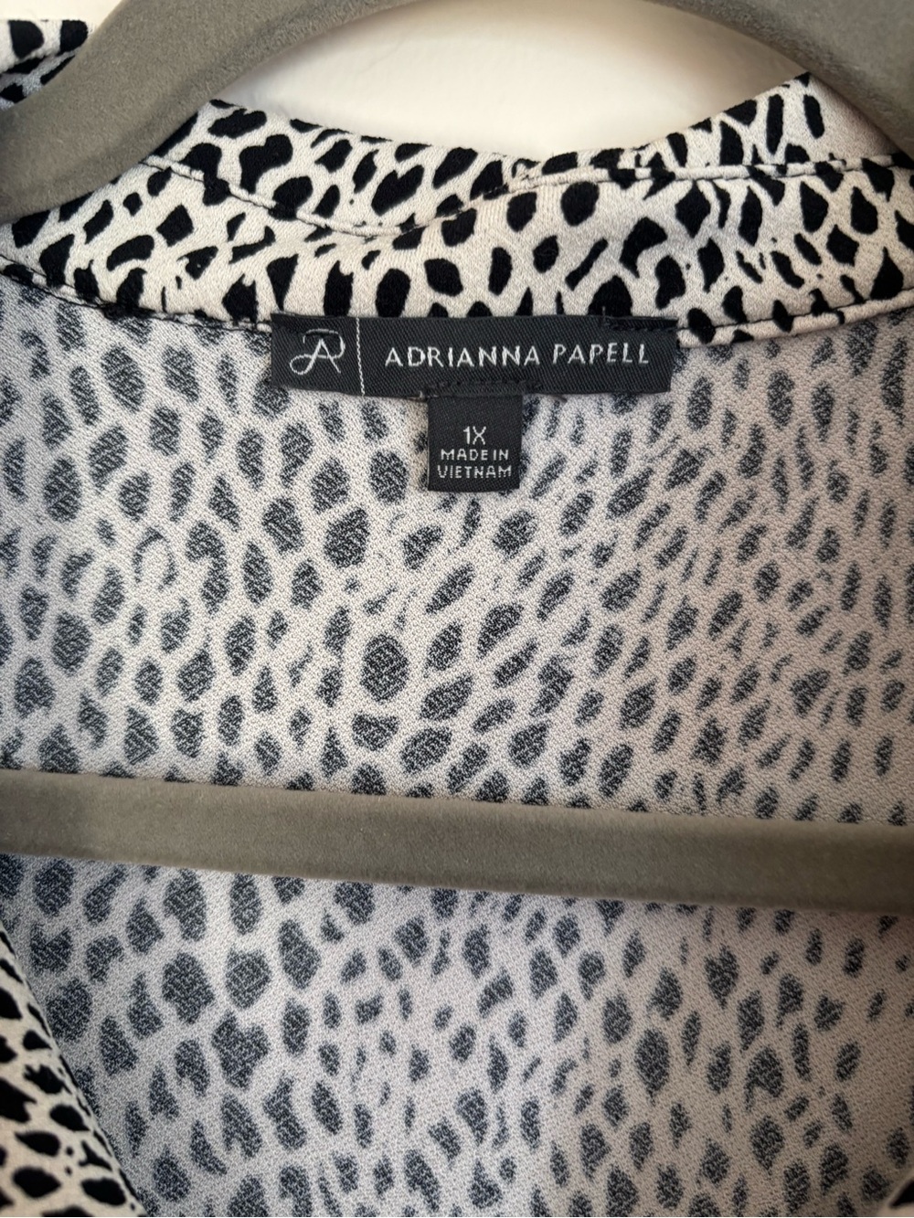 Adrianna Papell Black & White Dotted Animal-Print Button-Down - Picture 2 of 4
